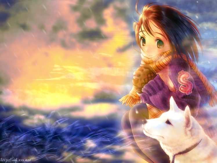 anime girls, Dog HD Wallpaper Desktop Background