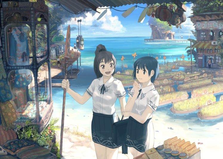 anime girls, Schoolgirls HD Wallpaper Desktop Background