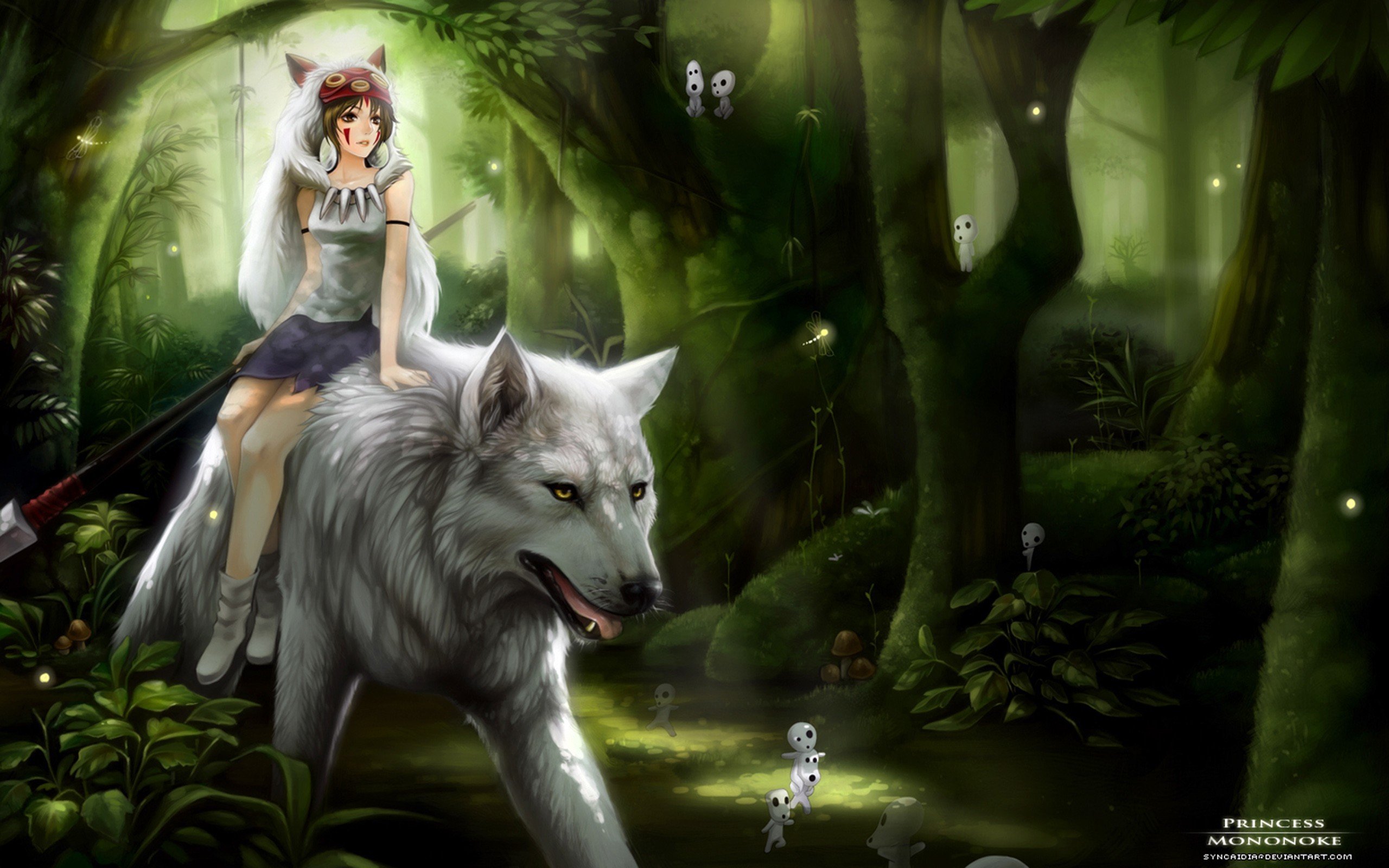 anime, Princess Mononoke, Anime girls, Wolf Wallpaper