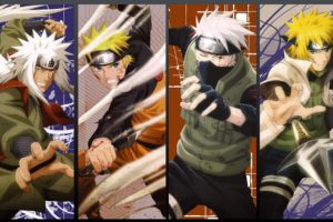Naruto Shippuuden, Panels, Jiraiya, Uzumaki Naruto, Hatake Kakashi, Namikaze Minato