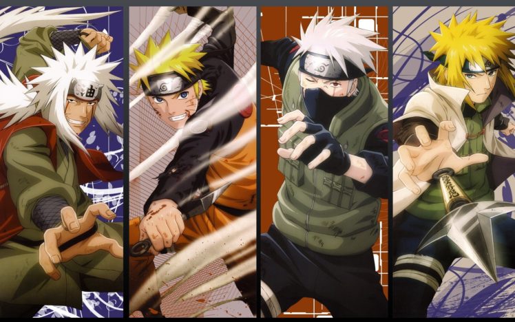 Naruto Shippuuden, Panels, Jiraiya, Uzumaki Naruto, Hatake Kakashi, Namikaze Minato HD Wallpaper Desktop Background