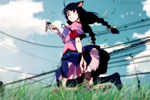 anime, Hanekawa Tsubasa, Monogatari Series, School uniform, Anime girls, Animal ears, Braids, Nekomimi