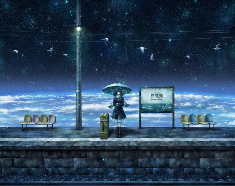 original characters, Anime girls, Night HD Wallpaper Desktop Background