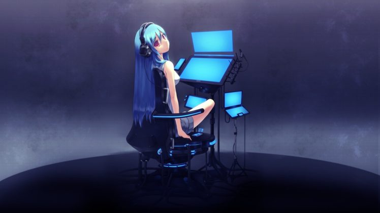 digital art, Anime girls, Headphones, Anime HD Wallpaper Desktop Background