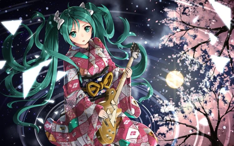 Vocaloid, Hatsune Miku, Traditional clothing, Twintails HD Wallpaper Desktop Background