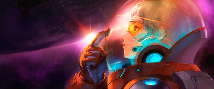 space suit, Anime, Anime girls, Space HD Wallpaper Desktop Background