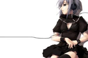 white, Anime, Sound, Music, Nagato Yuki, Headphones, The Melancholy of Haruhi Suzumiya