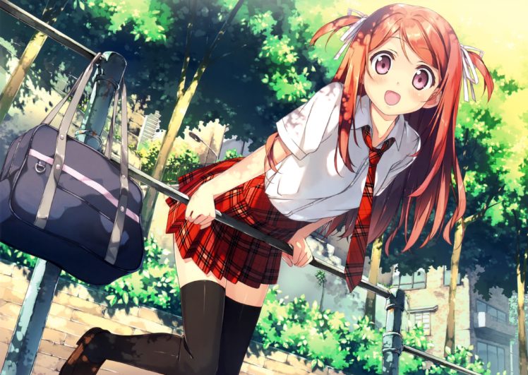 anime, Kantoku, Original characters, School uniform, Anime girls HD Wallpaper Desktop Background