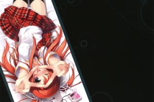 anime, Kantoku, School uniform, Redhead, Anime girls
