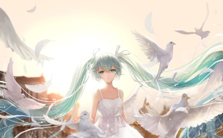 Hatsune Miku, Birds, Crying HD Wallpaper Desktop Background