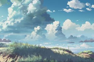 Makoto Shinkai, 5 Centimeters Per Second, Clouds, Sunlight, Grass