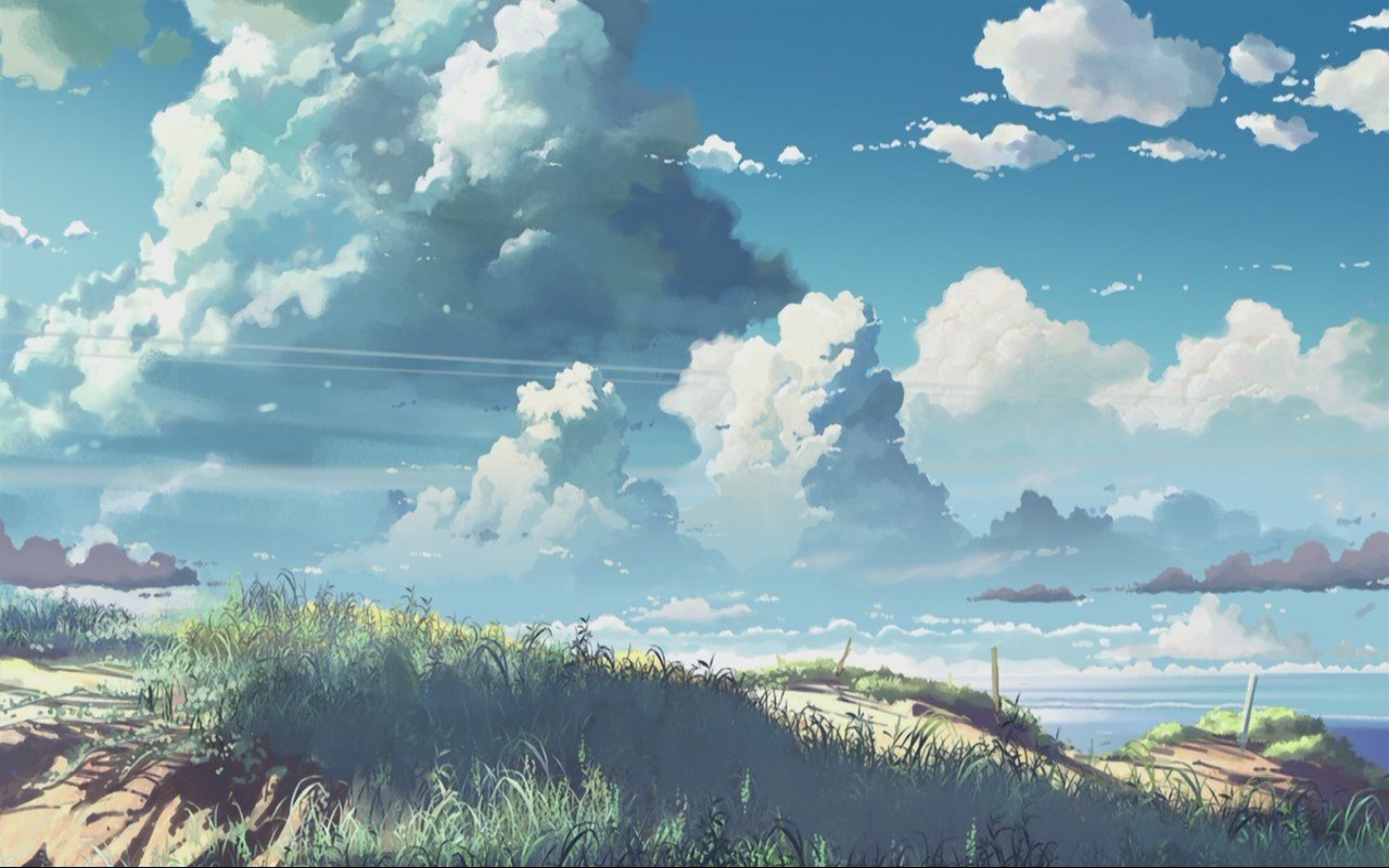 Makoto Shinkai, 5 Centimeters Per Second, Clouds, Sunlight, Grass Wallpaper