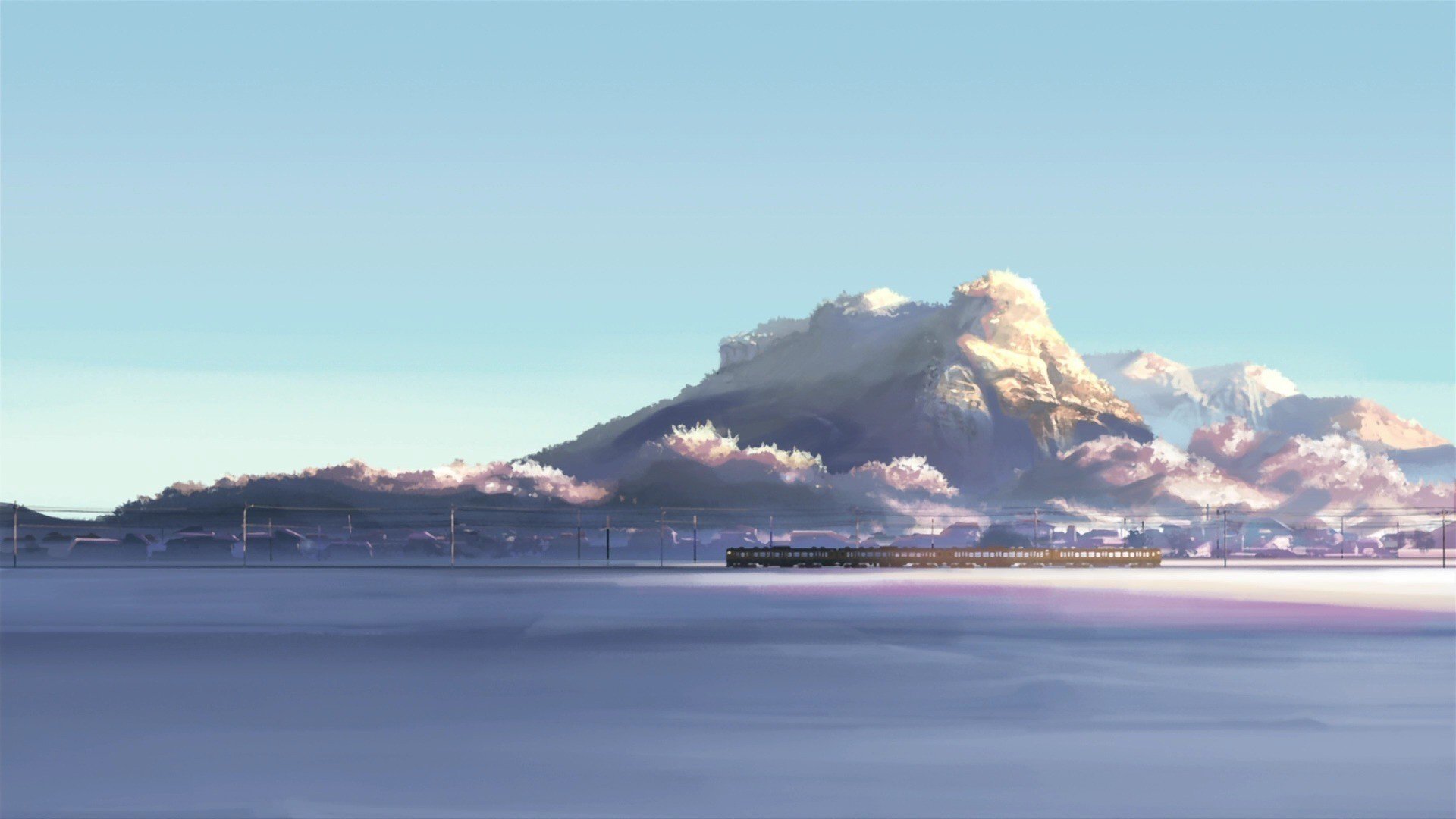 train, 5 Centimeters Per Second, Makoto Shinkai, Mountain, Snow Wallpaper