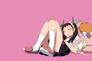 Monogatari Series, Hachikuji Mayoi, Anime girls, Pink background