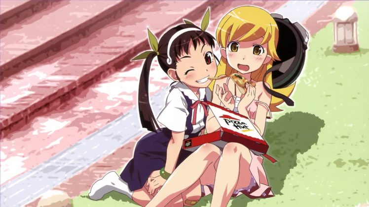 Monogatari Series, Hachikuji Mayoi, Oshino Shinobu, Anime girls HD Wallpaper Desktop Background