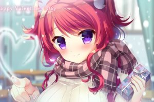 Valentine, Anime girls, Anime, Redhead, Purple eyes, Original characters