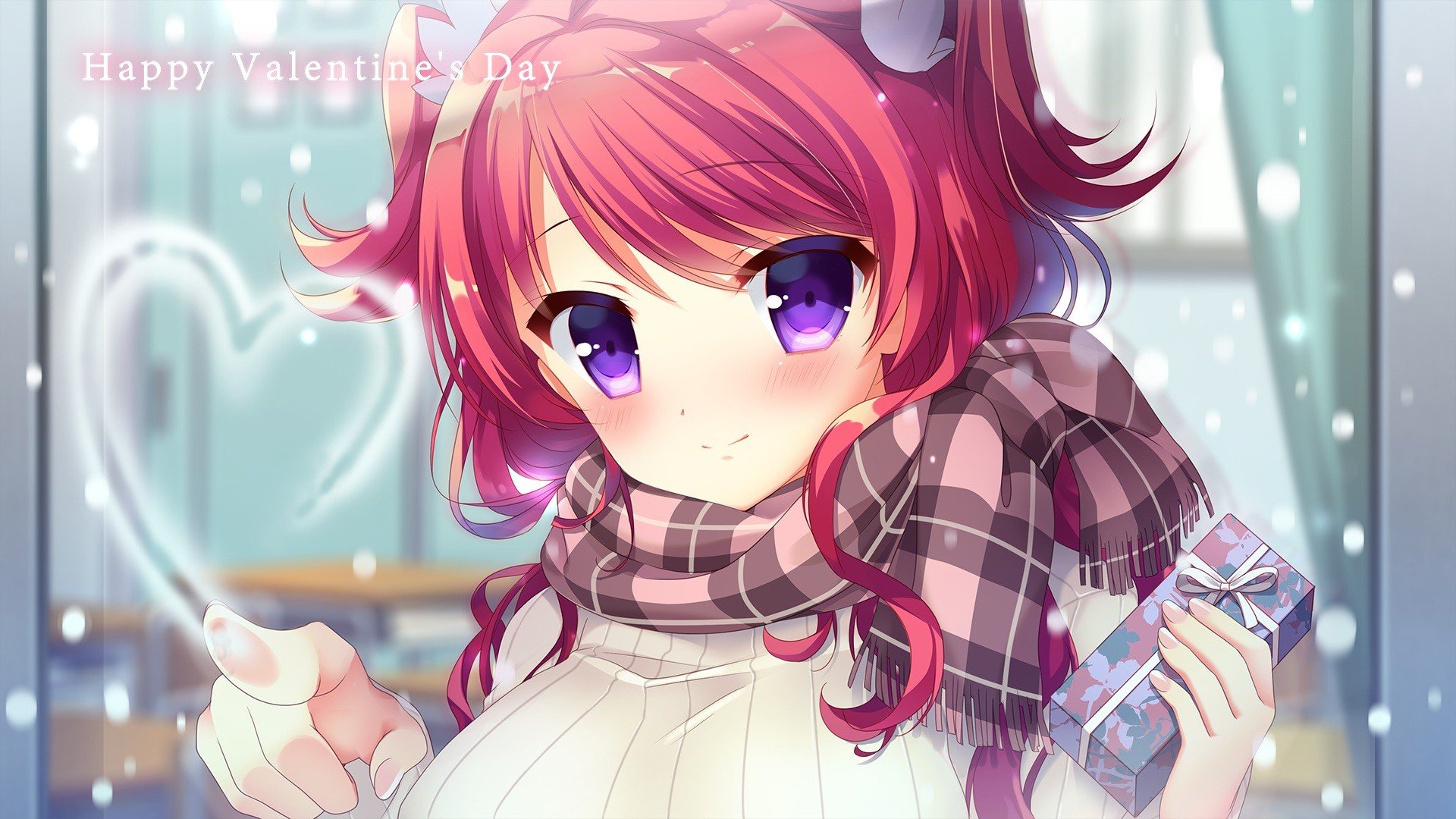 Valentine, Anime girls, Anime, Redhead, Purple eyes, Original characters Wallpaper