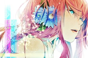 Vocaloid, Megurine Luka, Long hair, Flowers, Flower in hair, Sheet, Anime, Anime girls