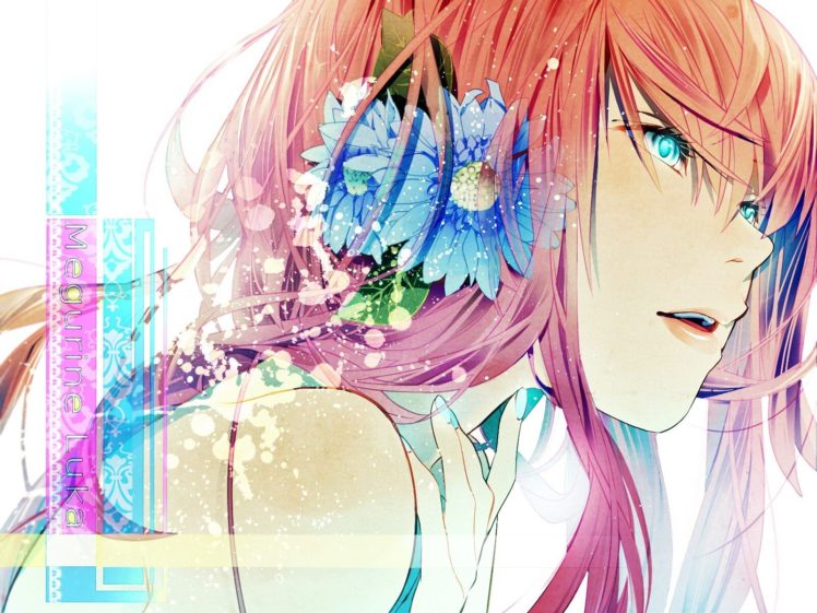 Vocaloid, Megurine Luka, Long hair, Flowers, Flower in hair, Sheet, Anime, Anime girls HD Wallpaper Desktop Background
