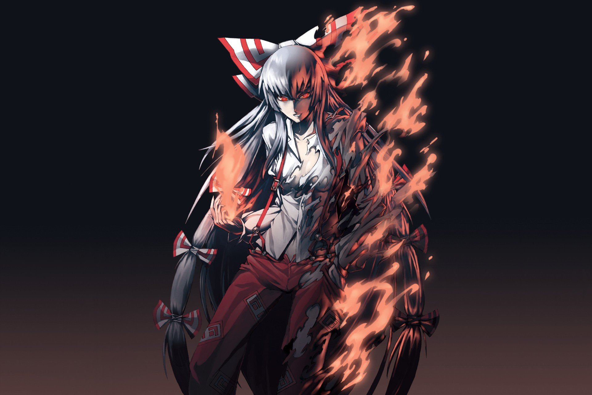 Touhou, Fujiwara no Mokou, Fire Wallpaper