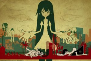 graffiti, Anime, Monogatari Series, Senjougahara Hitagi, Kanbaru Suruga, Hachikuji Mayoi, Sengoku Nadeko, Hanekawa Tsubasa