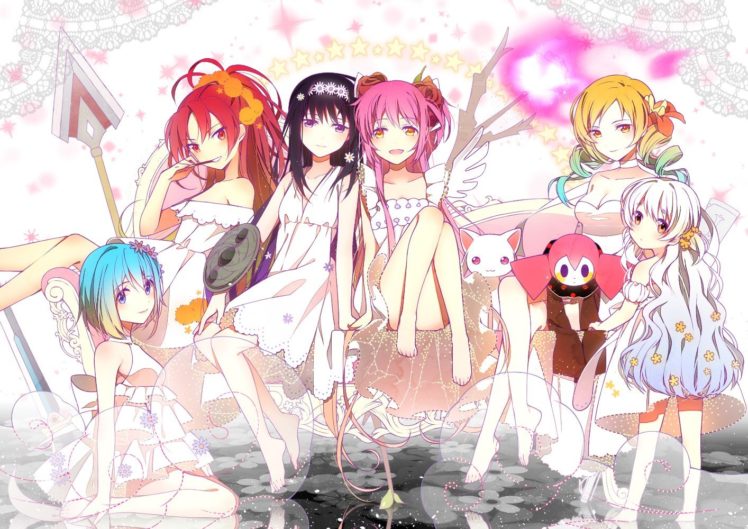 Kaname Madoka, Sakura Kyouko, Mahou Shoujo Madoka Magica, Tomoe Mami, Sakura Kyoko, Akemi Homura HD Wallpaper Desktop Background
