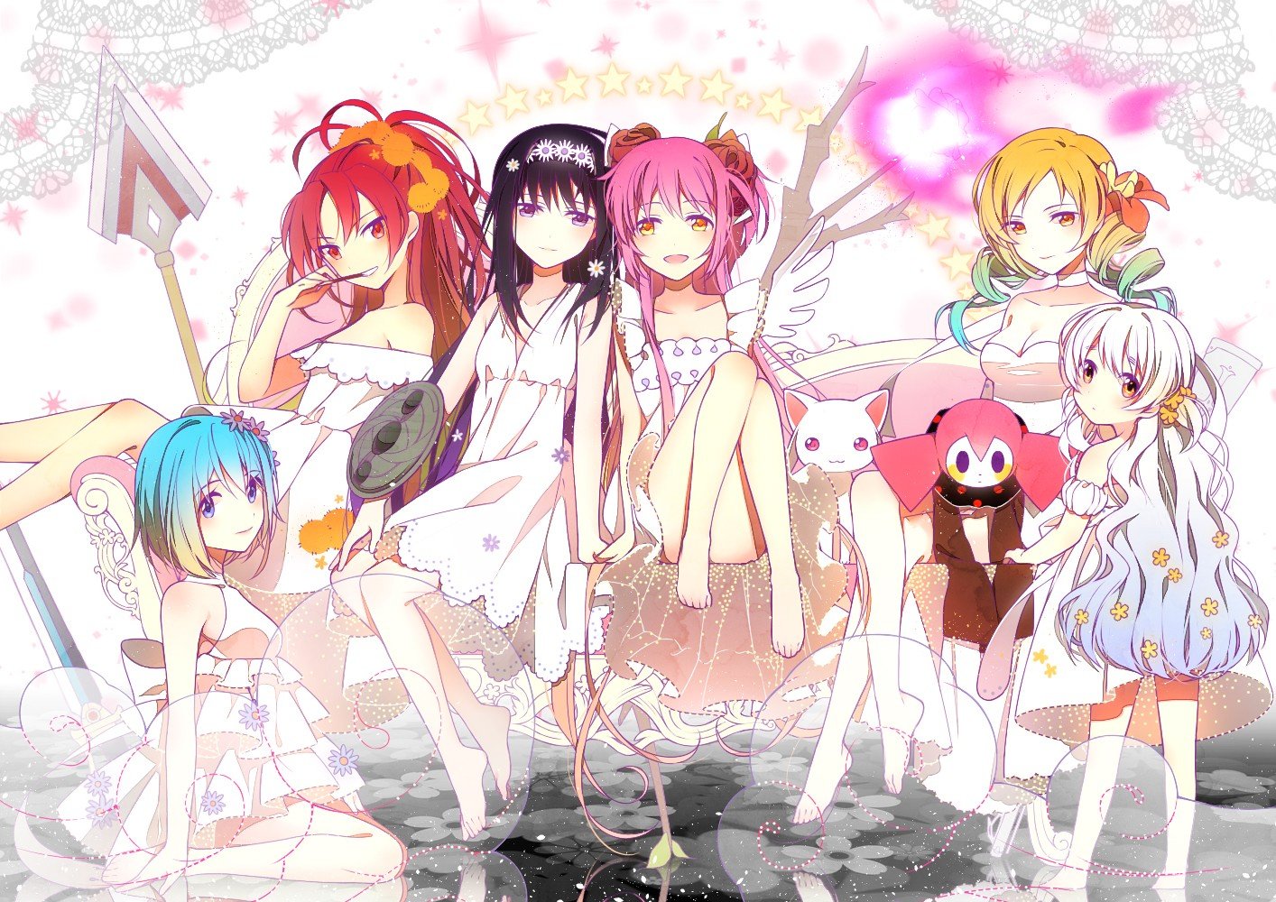 Kaname Madoka, Sakura Kyouko, Mahou Shoujo Madoka Magica, Tomoe Mami, Sakura Kyoko, Akemi Homura Wallpaper
