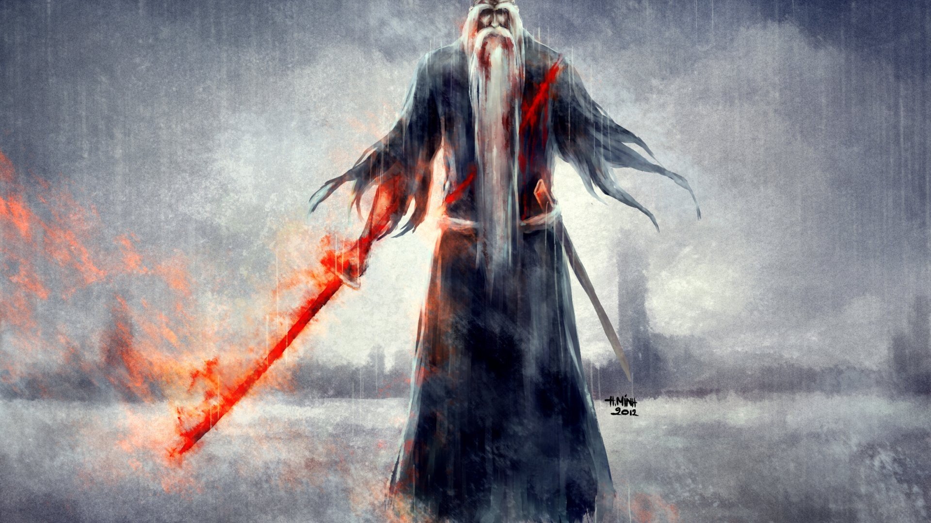 Bleach, Genryūsai Shigekuni Yamamoto, Rain, NanFe, Sword Wallpapers HD ...