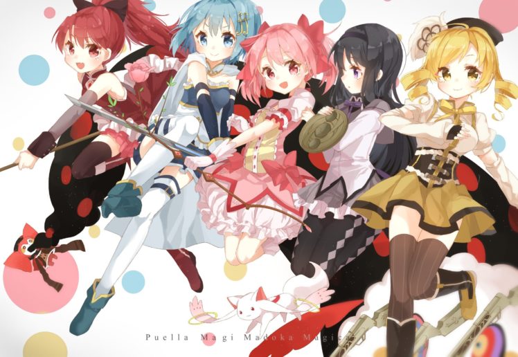 Mahou Shoujo Madoka Magica, Tomoe Mami, Akemi Homura, Sakura Kyoko, Kaname Madoka HD Wallpaper Desktop Background
