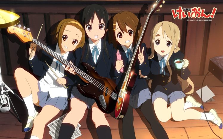 anime girls, K ON!, Tainaka Ritsu, Akiyama Mio, Hirasawa Yui, Kotobuki Tsumugi HD Wallpaper Desktop Background