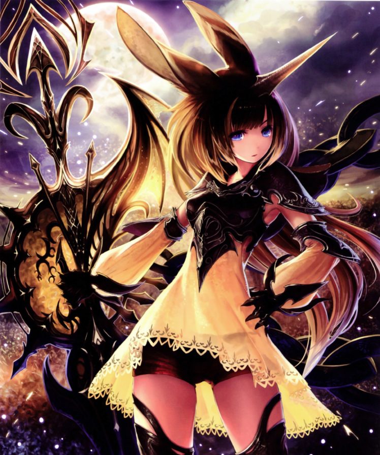 Shingeki no Bahamut, Armor, Animal ears, Bunny ears, Moon Al miraj HD Wallpaper Desktop Background