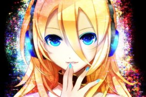 anime girls, Blue eyes, Headphones, Blonde, Vocaloid, Lily (Vocaloid)
