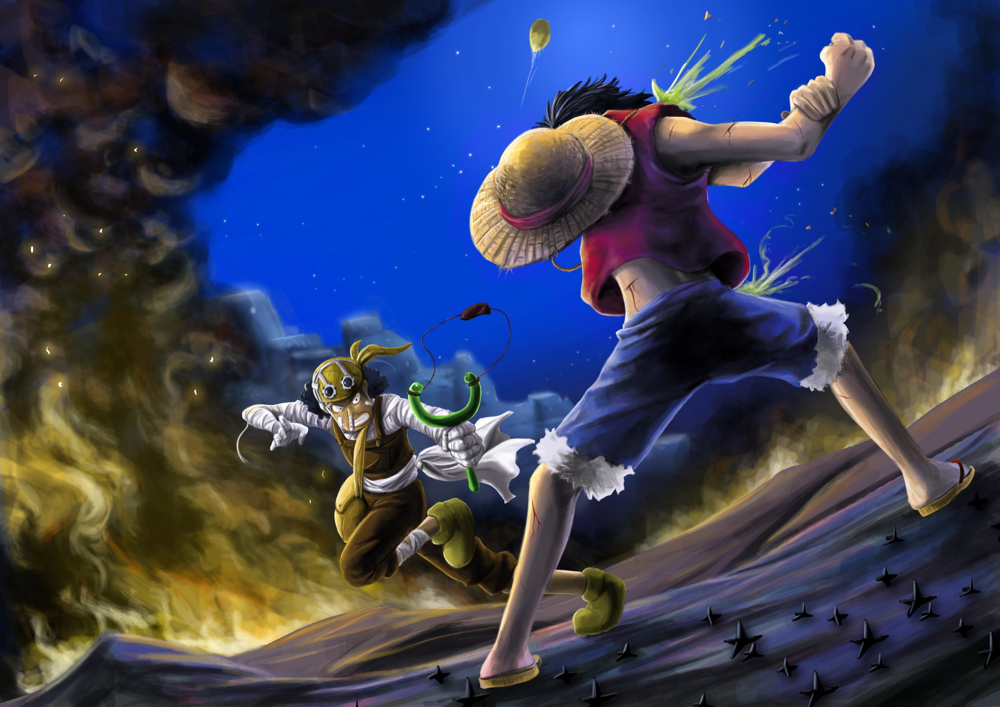 One Piece, Monkey D. Luffy, Usopp, War Wallpaper