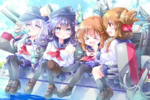 Kantai Collection, Akatsuki (KanColle), Hibiki (KanColle), Ikazuchi (KanColle), Inazuma (KanColle), Anime girls, Anime, School uniform