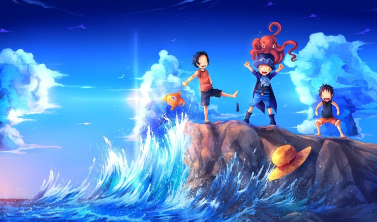 One Piece, Manga, Monkey D. Luffy, Sabo, Sea, Portgas D. Ace HD Wallpaper Desktop Background