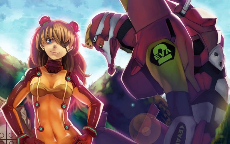 Neon Genesis Evangelion, Asuka Langley Soryu, EVA Unit 02, Eye patch HD Wallpaper Desktop Background