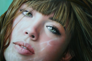 painting, Art, Christiane, Vleugels, Eyes, Lips, Face, Glance, Girls