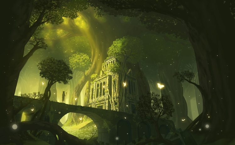 forest, Trees, Fantasy art HD Wallpaper Desktop Background