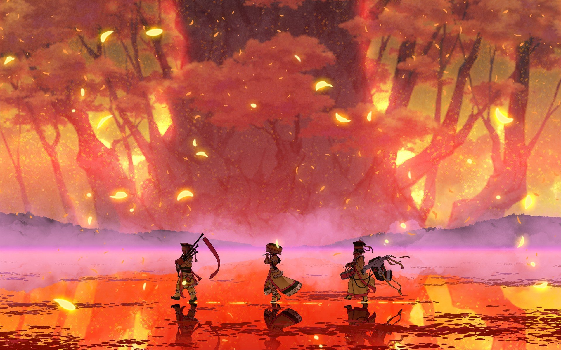 forest, Trees, Musical instrument, Flute, Leaves Wallpapers HD