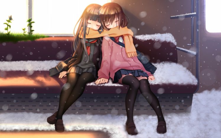 anime girls, Original characters, Snow HD Wallpaper Desktop Background