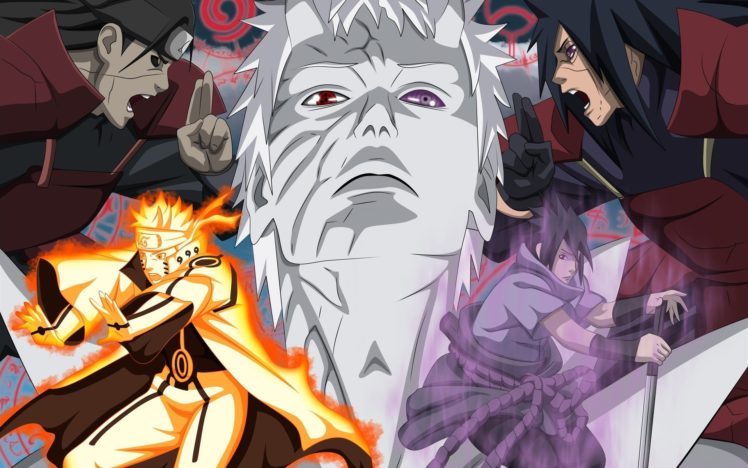 anime, Naruto Shippuuden, Uzumaki Naruto, Uchiha Madara, Uchiha Sasuke, Hashirama Senju, Rinnegan HD Wallpaper Desktop Background