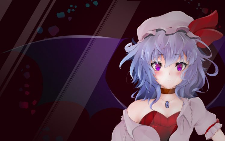 Remilia Scarlet, Touhou, Wings, Purple eyes, Purple hair, Anime girls HD Wallpaper Desktop Background