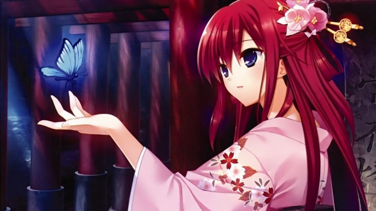 Suou Amane, Grisaia no Kajitsu, Kimono, Visual novel, Redhead HD Wallpaper Desktop Background