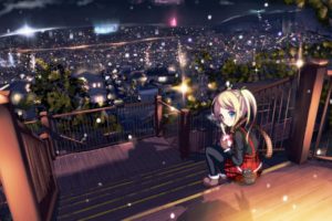 anime girls, Anime, Original characters, City