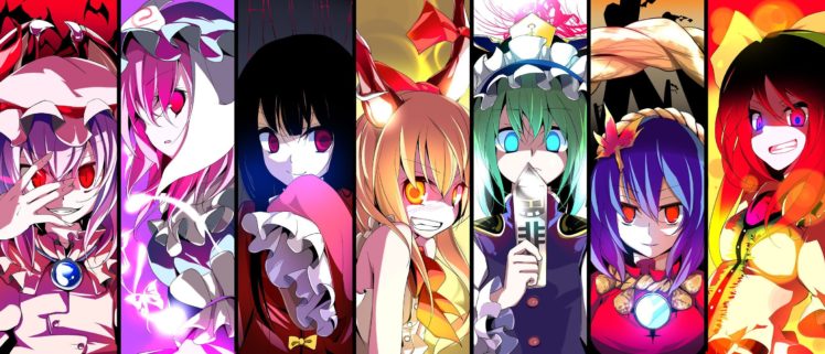 Touhou, Remilia Scarlet, Houraisan Kaguya, Ibuki Suika, Reiuji Utsuho, Saigyouji Yuyuko, Shiki Eiki, Yasaka Kanako HD Wallpaper Desktop Background