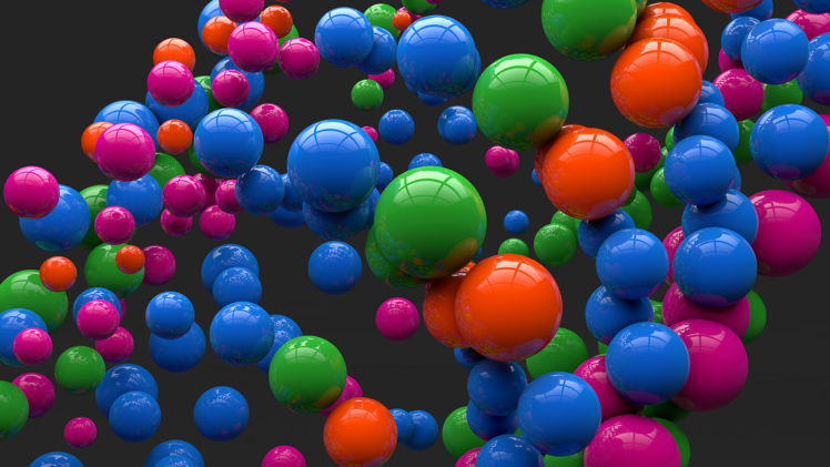 art, Balls, Spheres, Balls, Gray, Background, Reflection, Color HD Wallpaper Desktop Background