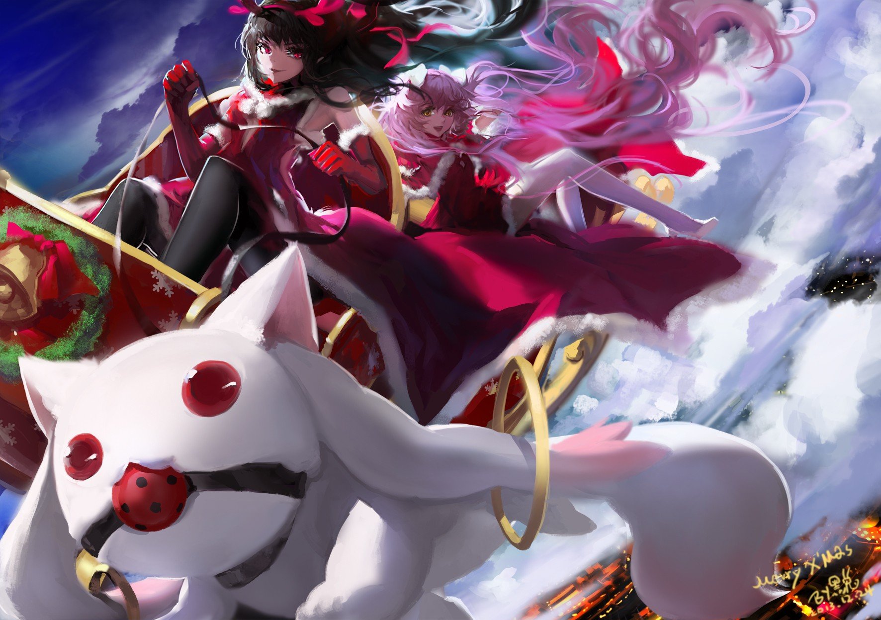 Mahou Shoujo Madoka Magica, Kaname Madoka, Kyuubey, Akemi Homura Wallpaper