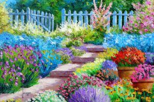 flower, Garden, Painting, Art