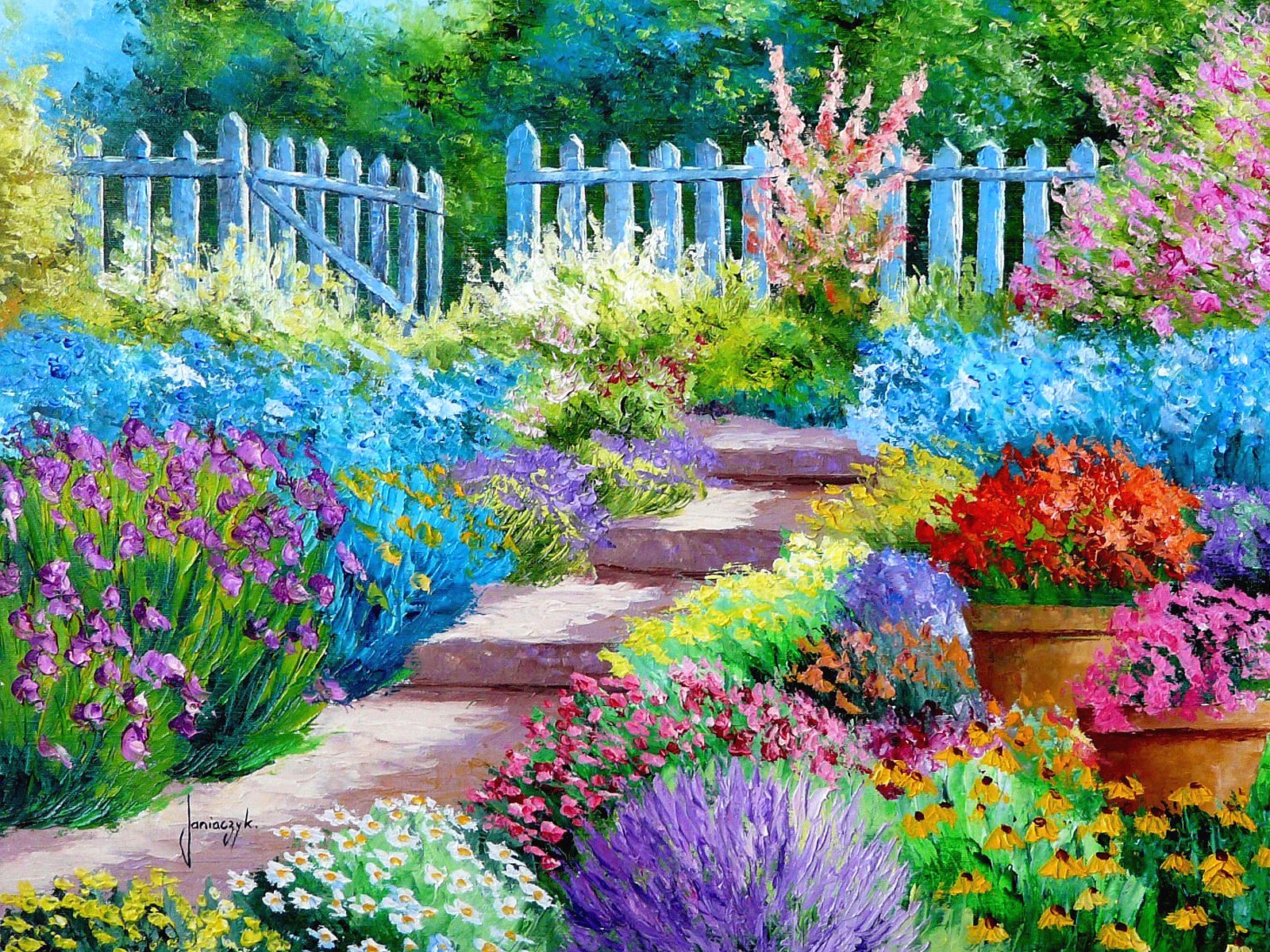 flower, Garden, Painting, Art Wallpaper
