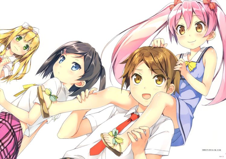 anime, Anime girls, Hentai Ouji to Warawanai Neko, Tsutsukakushi Tsukiko, Azuki Azusa, Yokodera Youto, Pollarola Emanuela HD Wallpaper Desktop Background